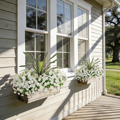 INXUGAO Artificial Flowers for Outdoors Fake Plants UV Resistant Outside - color: White