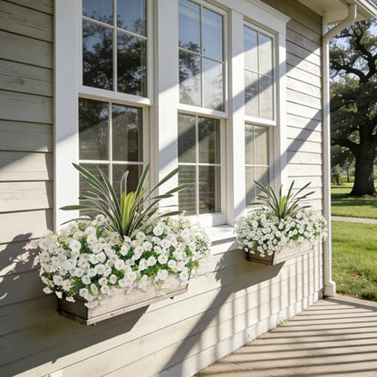 INXUGAO Artificial Flowers for Outdoors Fake Plants UV Resistant Outside - color: White