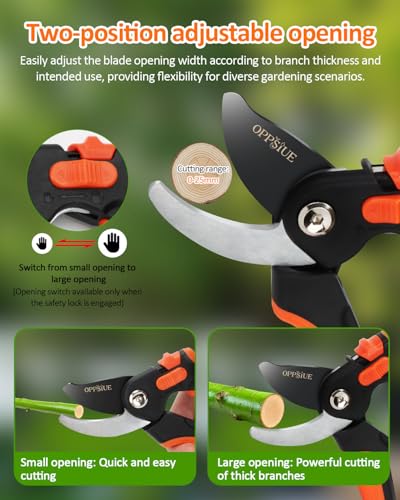 8.5" Pruning Shears for Gardening, Professional SK5 Steel Garden Scissors with Teflon Coating, Adjustable Cutting Range, Safety Lock, Ideal for Branches, Flowers & Bonsai