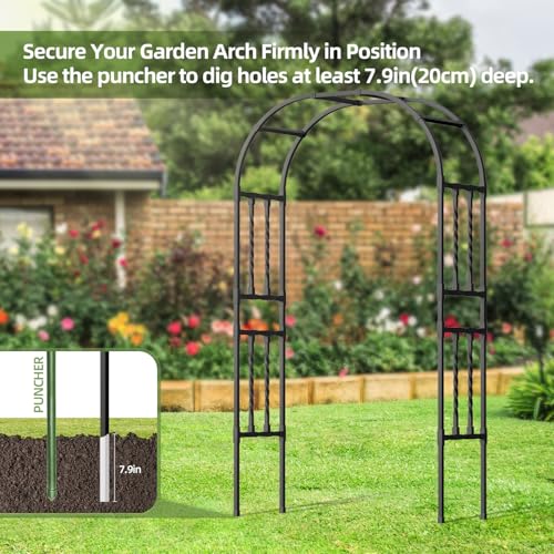 Square Tube Metal Garden Arbor Trellis,5.9x7.9FT - color: 5.9 FT L/Black, size: Full Arch