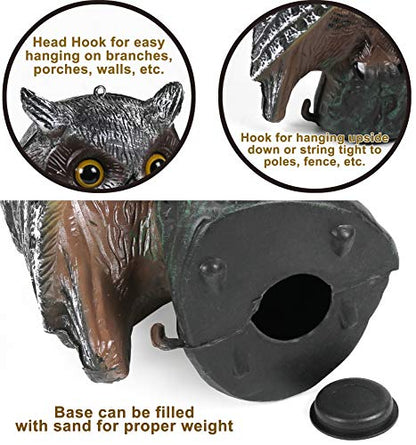 Owl Decoys to Scare Birds Away Plastic Owl Statue 16.5" Tall [Pack of 2]