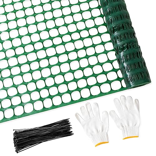 PotatoLife 4'x100' Plastic Mesh Fence for Garden with 100 Zip Ties, Green - color: Green, size: 4' x 100' (8.73 lb)