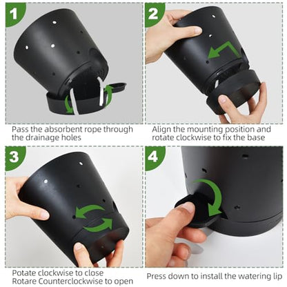 Vanslogreen 6 Inch Orchid Pots with Holes, Self Watering Plant Pots, 2 Pack - color: Black