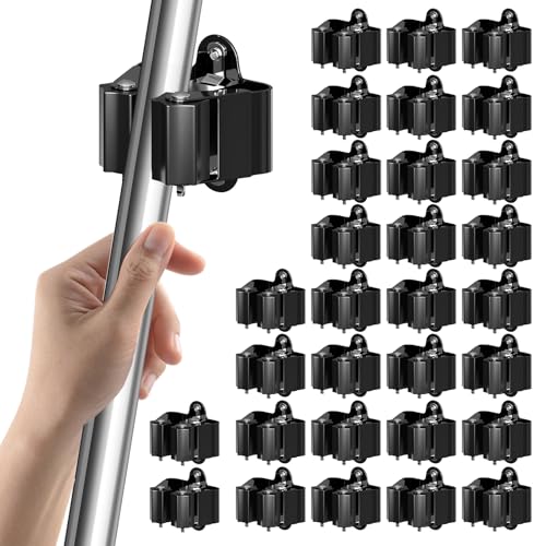 3-H Broom Holder Wall Mount 30 Pack, Stainless Steel Mop Hanger with Screws - color: Black, size: 30