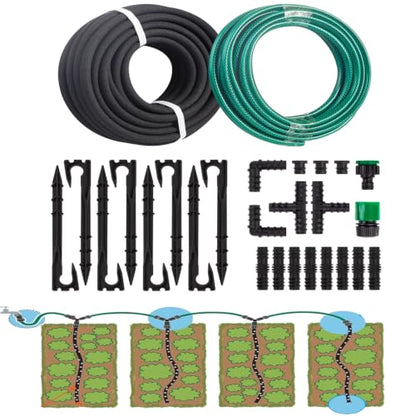 Soaker Hose Kits with Connectors and Fittings Save 70% Water, - color: 50ft Soaker hose with 25ft garden hose