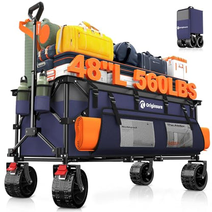 Originsure 300L Foldable Beach Wagon Cart with Big Wheels, 560lbs, Purple - color: Grey&purple