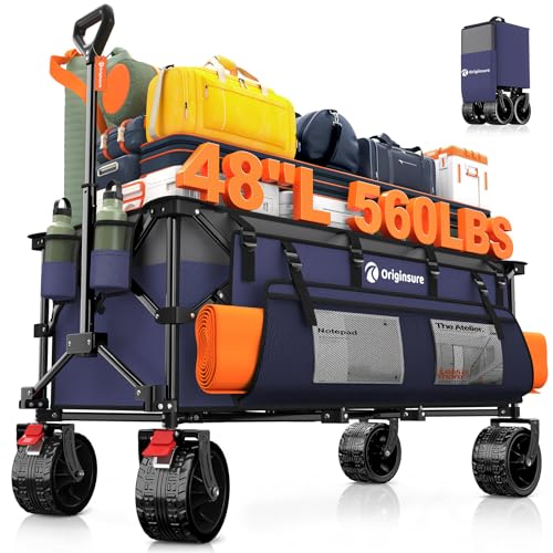 Originsure 300L Foldable Beach Wagon Cart with Big Wheels, 560lbs, Purple - color: Grey&purple