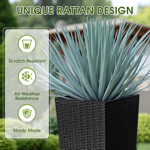 Devoko Resin 32'' Tall Planters, Large Taper Outdoor Planter - color: Black, size: 32" Set of 2