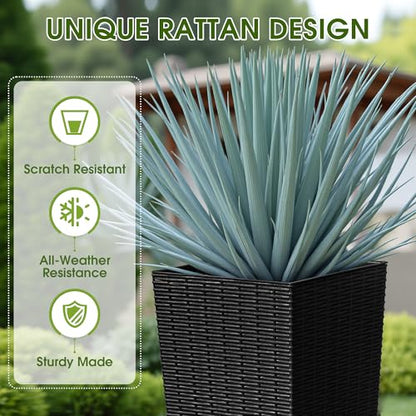 Devoko Resin 32'' Tall Planters, Large Taper Outdoor Planter - color: Black, size: 32" Set of 2