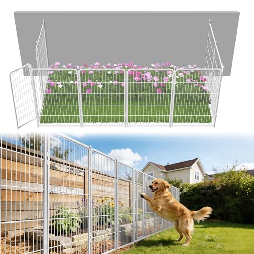FXW No Dig Garden Fence, Outdoor for Yard, 40in(H) x 18.2ft(L), 8 Panels - color: White, size: 40"H