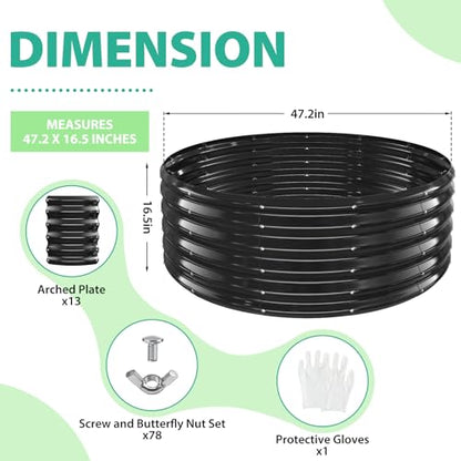 YSEJOMP 17" Tall 48" Diameter Round Raised Garden Bed Kits Outdoor Black - color: Black, size: 48 Dia X 16.5 inches