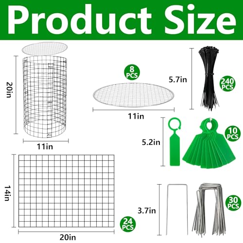 Adnee 8 Pack Wire Plant Protector with Cover-20" x 11" Detachable Metal Plant Protectors Mesh-Garden Plant Protectors for Flower Vegetable to Keep Animals Out - color: 8 Pack 20x11 Inch