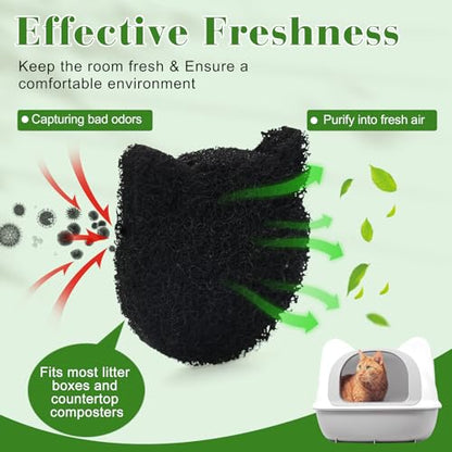 12-Pack Cat Litter Box Carbon Filters, Stick-On