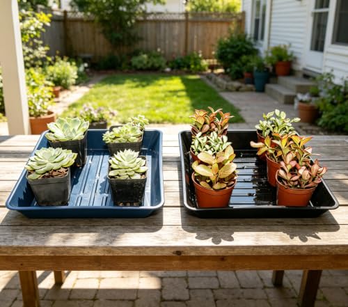 2 Packs Square Plant Saucer Pot Tray, 10 inch Blue Flower Planter Saucers and Drip Trays - color: Blue, size: 10" - 2 Pack