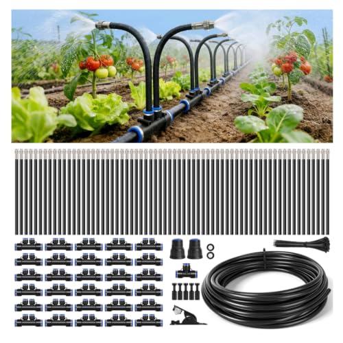 100FT High-Flow Irrigation System for Garden, 12mm Main Tubing, 60 Nozzles - size: 100Ft