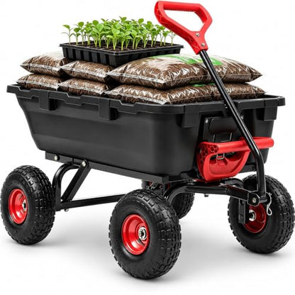 Garden Dump Cart 900Lbs, Heavy Duty Yard Wheelbarrows Wagon - color: Black