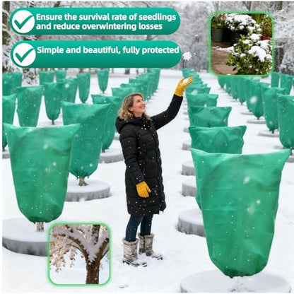 Upgraded 31.5"x23.6" Plant Covers Freeze Protection, Thicken Winter Covers with Zipper & Drawstring, Reusable Outdoor Cold Weather Jacket for Shrubs Trees