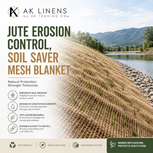 Jute Erosion Control, Soil Saver Mesh Blanket - 48" Wide x 20 Yards (60 feet Long) - 240 Sq. Ft. Coverage - size: 20 Yards