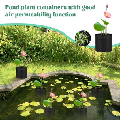 6 Pcs Lily Plant Pots for Pond, 1 Gallon Aquatic Pond Planter, Breathe Reusable Grow Bags with Handles for Aquatic Plants, Water Lily, Lotus, Potato,Onion,Flowers - size: 1 Gallon