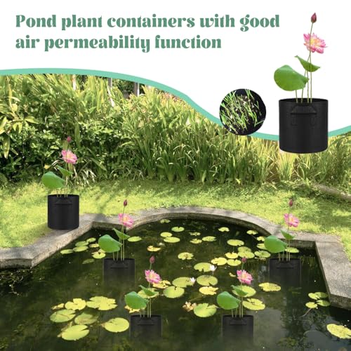 6 Pcs Lily Plant Pots for Pond, 2 Gallons Aquatic Pond Planter, Breathe Reusable Grow Bags with Handles for Aquatic Plants, Water Lily, Lotus, Potato,Onion,Flowers - size: 2 Gallon