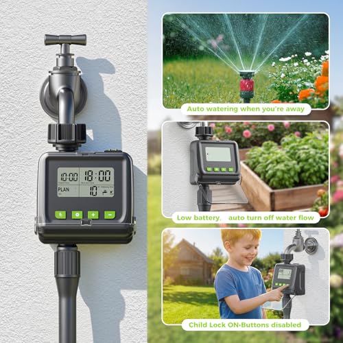 Sprinkler Timer for Garden Hose, Programmable Watering Timer with Rain Delay, Outdoor Automatic& Manual Irrigation Controller System for Lawn/Yard/Greenhouse V104 - color: Light Gray
