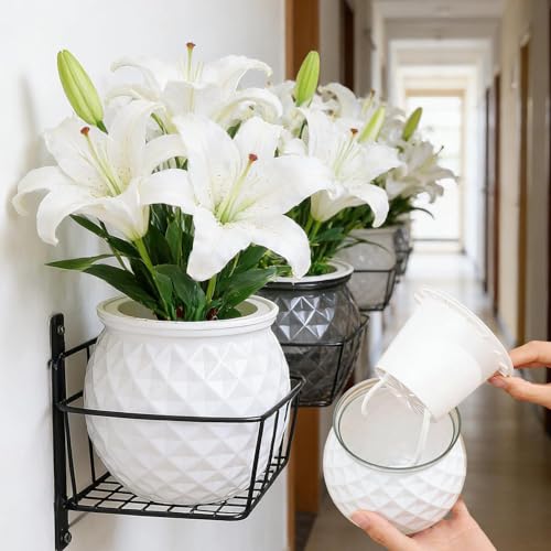 Self Watering Planter Pots, Automatic Water Absorbing Pot Indoor Hydroponic Plant Flower Pots for Green Luo, Succulent Plant (White, 11x10.5cm) - color: White