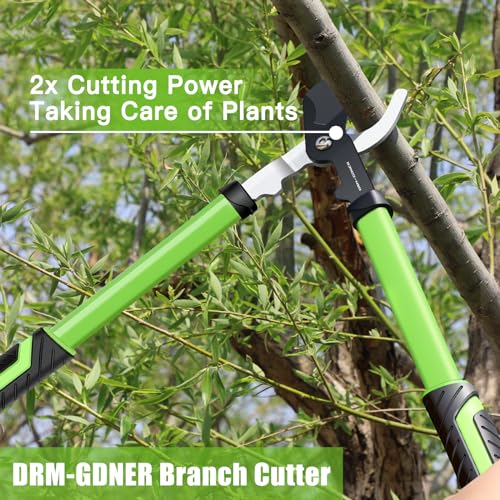 23" SK5 Dual-Blade Loppers Cuts 2" Dry/Wet Branches - Triangular Steel Tube & SecureLock, Heavy Duty Tree Trimmers Green/Black