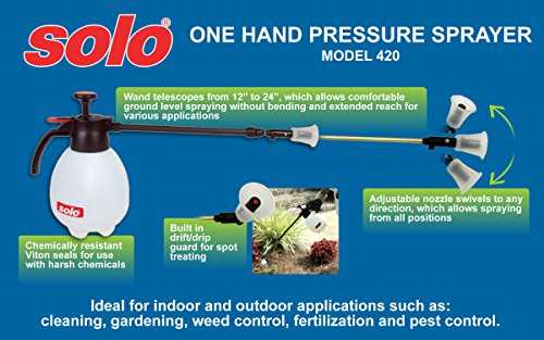 SOLO 420 2-Liter One-Hand Pressure Sprayer with Adjustable Telescoping Wand - size: 2 L
