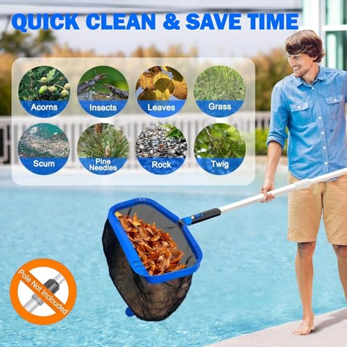 Pool Skimmer Net Leaf Rake for Above Ground Pool, 17.5 Inch(No Pole) - size: 17.5