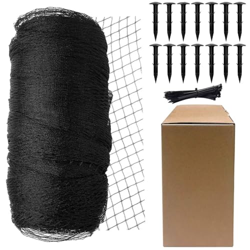 Koi Fish Pond Netting Shield 15ft x 20ft, Black Heavy Duty Pool Leaf net Cover, Protects Garden Pond from Birds,Cats & Predators Away, Durable & Stakes Included (Black) - size: 15ft x 20ft