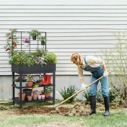 Metal Raised Garden Bed with Trellis & Legs