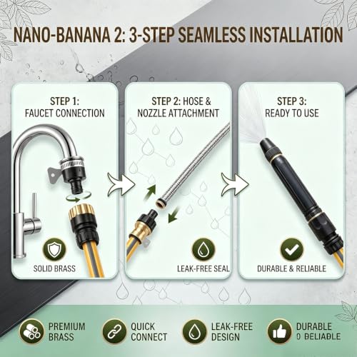 High Pressure Power Washer Nozzle with Connector Set,Direct spray gun,Power Jet Water with Three Spray Modes, Multi Function Watering Sprayer for Cleaning Yard Pets Car (1 PCS)