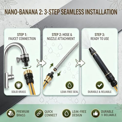 High Pressure Power Washer Nozzle with Connector Set,Direct spray gun,Power Jet Water with Three Spray Modes, Multi Function Watering Sprayer for Cleaning Yard Pets Car (1 PCS)