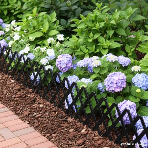 LaLaGreen Flower Bed Edging Fence (23in, 20 Pack) Decorative Black Panels - color: Black x 20