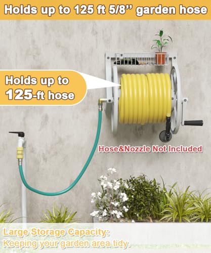 Artigarden Triangle Wall Mounted Garden Hose Reel Outdoor Hose Holder White - color: White