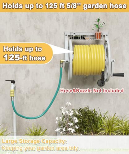 Artigarden Triangle Wall Mounted Garden Hose Reel Outdoor Hose Holder White - color: White