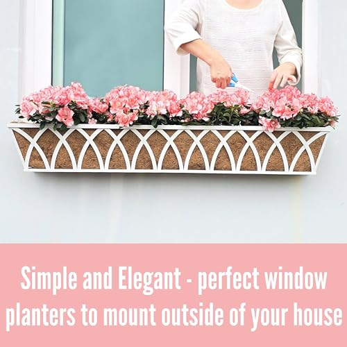 LaLaGreen Garden Wall Planter (48 in, 2 Pack) White Patio Window Flower Box - size: 48 Inch x 2 Pack