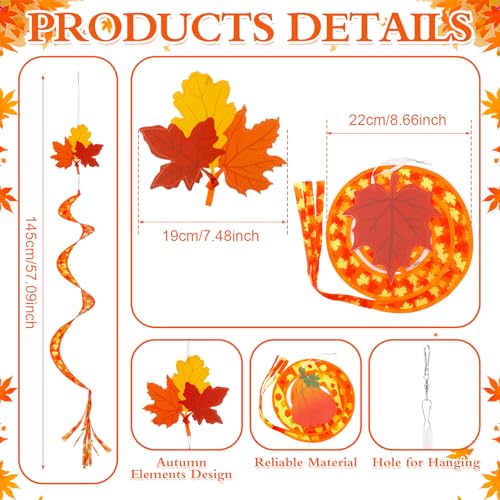 Beeveer 4 Pcs Fall Wind Socks Outdoor Hanging Nylon Windsock Spinners - style: Fall