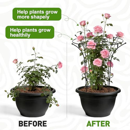 1 Pack Metal Peony Plant Support Cage, 32.2 x 19.2 Inch with Wide Top Ring