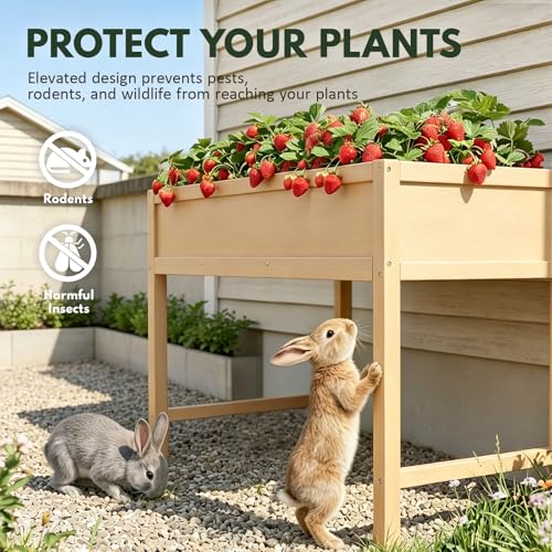 PASAMIC Raised Garden Bed with Legs, 40" HIPS Sturdy Elevated Planter Box - color: Wooden, size: 40x24x30in