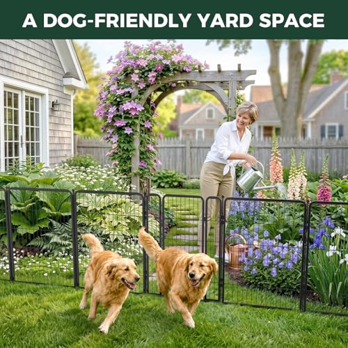 FXW No Dig Garden Fence, Outdoor for Yard, 40in(H) x 36.4ft(L), 16 Panels - color: Black, size: 40"H