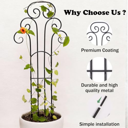 31 Inch Trellis for Potted Plants - Iron Support for Climbing Vines - size: 31"H