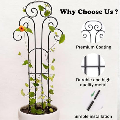 31 Inch Trellis for Potted Plants - Iron Support for Climbing Vines - size: 31"H