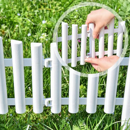 Sungmor Lightweight & Flexible Plastic White Edging Garden Picket Fence, Pack of 4 (One Piece L:24in, W:0.3in, H:13in) Above Ground Height 9.5in, Decorative Landscape Lawn Flowerbed Border Path Panel