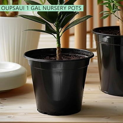 OUPSAUI 1 Gallon Pots for Plants,Flexible Gallon Plastic Nursery Pots with Drainage Holes, Plastic Pots for Outdoor Plants (1Gal-20pcs) - size: 1Gal-20pcs
