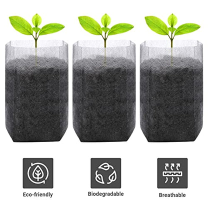 GREANER 400 PCS Nursery Bags - 5.5"x6.3", Biodegradable Plant Starter Bags, Thickened Non-Woven Biodegradable Plant Pots for Plant, Seedling, Garden, Flower, Vegetable, Indoors and Outdoor Use - size: 5.5"x6.3"/400pcs