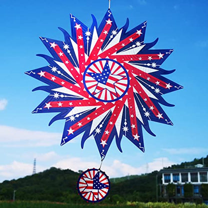 DJUAN 12in American Flag Patriotic Wind Spinner Gifts for Men Dad - color: 3-american Flag