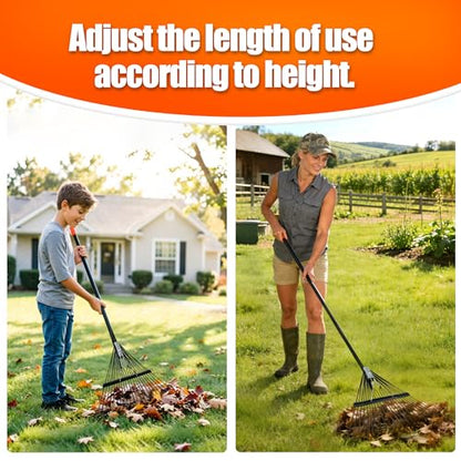 Rake for Leaves,22.8" Wide Gardening Leaf Rake for Lawns - style: 22 Metal Tines
