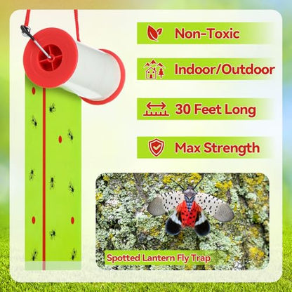 10 Rolls Sticky Fly Trap 30 ft Each, Fluorescent Green - color: Fluorescent Green