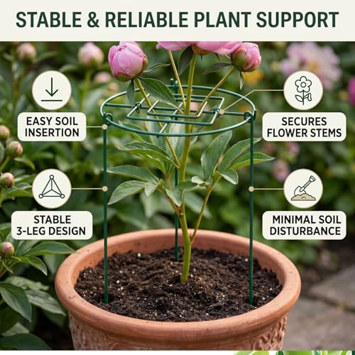 Peony Cages and Supports, 4 Pack, 14" D x 16" H with Twist Ties